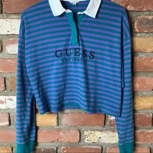 Guess Striped Long Sleeve Croptop